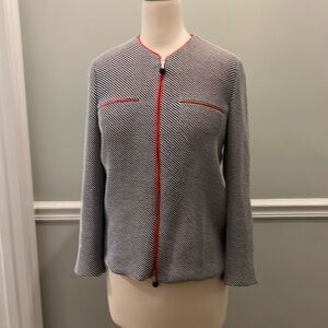 Giorgio Armani women’s blue and white textured zip up jacket or blazer.